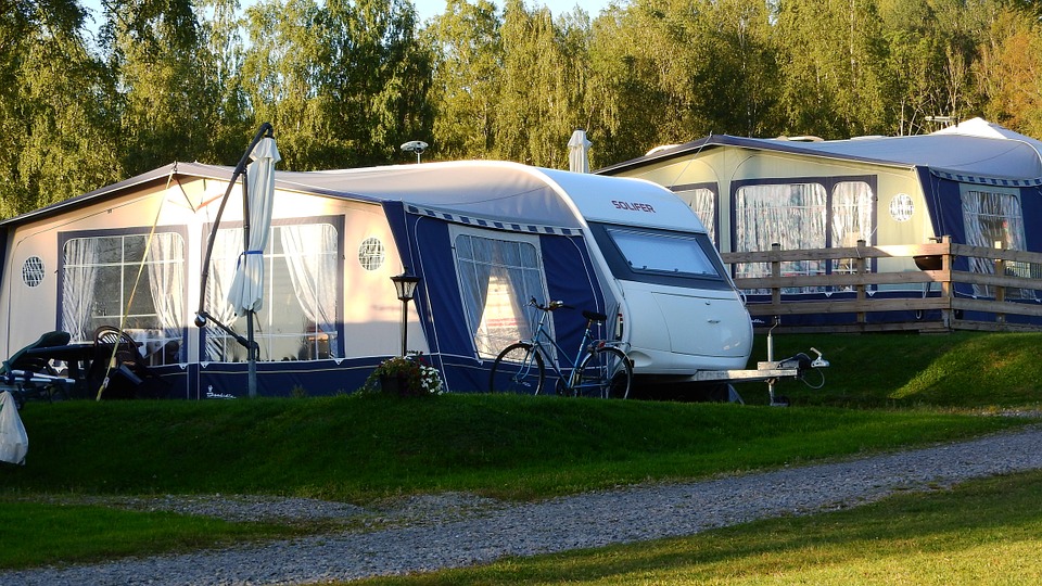 Caravan and awning