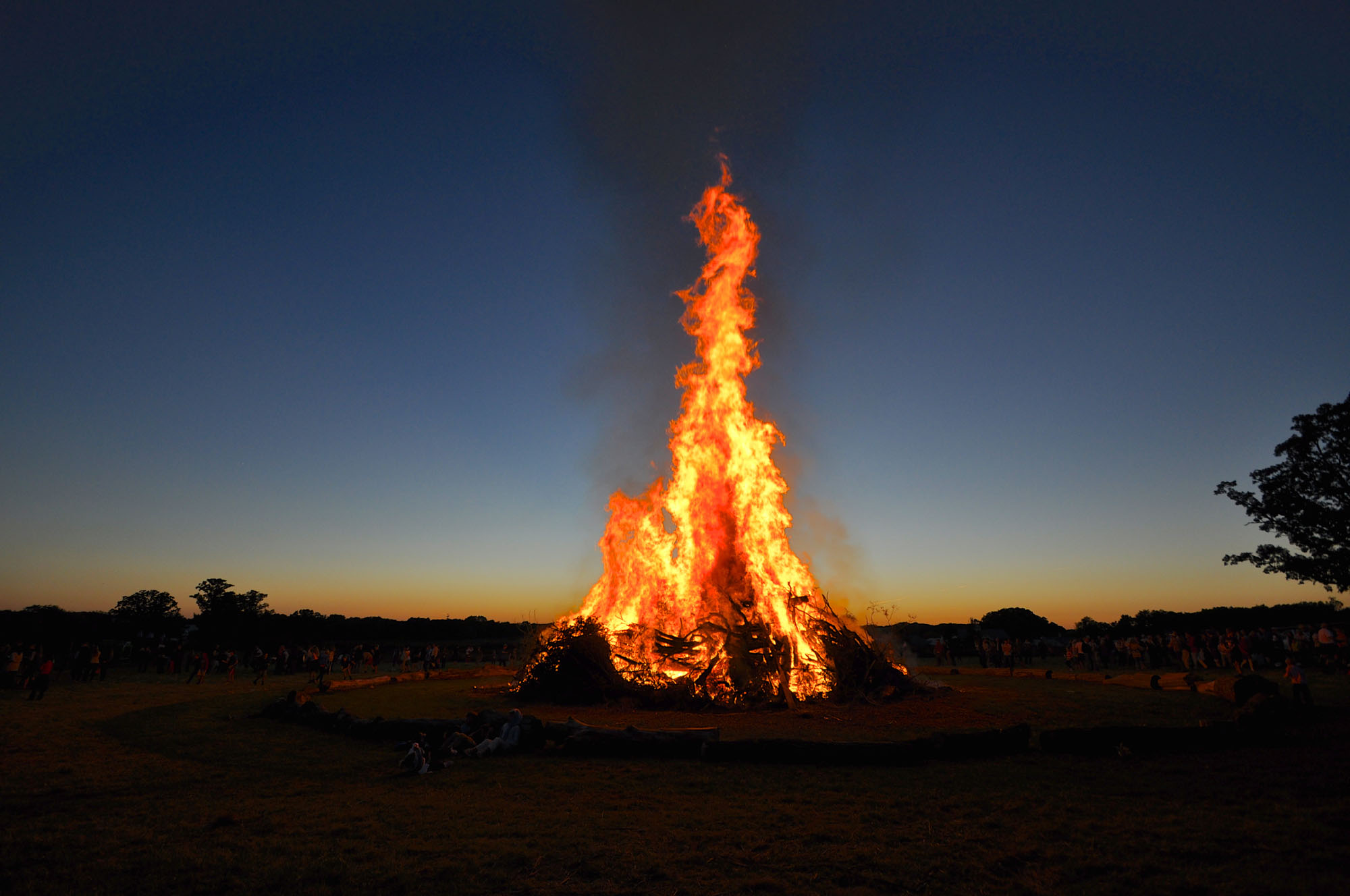 Lit bonfire
