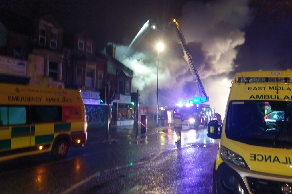 Crews tackle blaze above Northampton shop