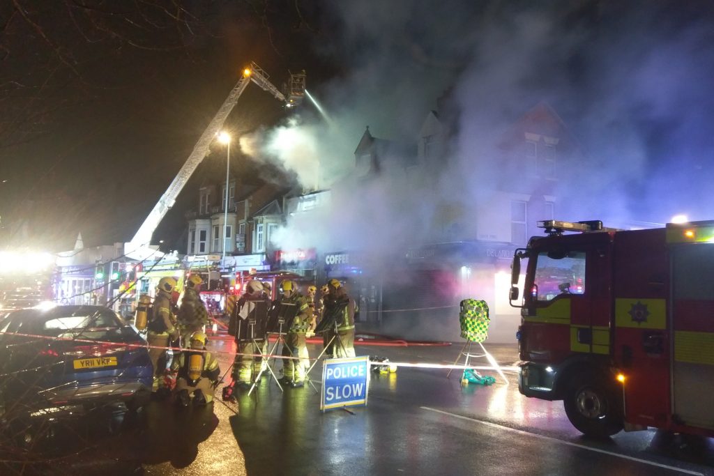 Crews tackle blaze above Northampton shop