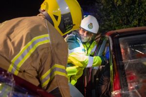 Road traffic collision staged as part of student paramedic training session