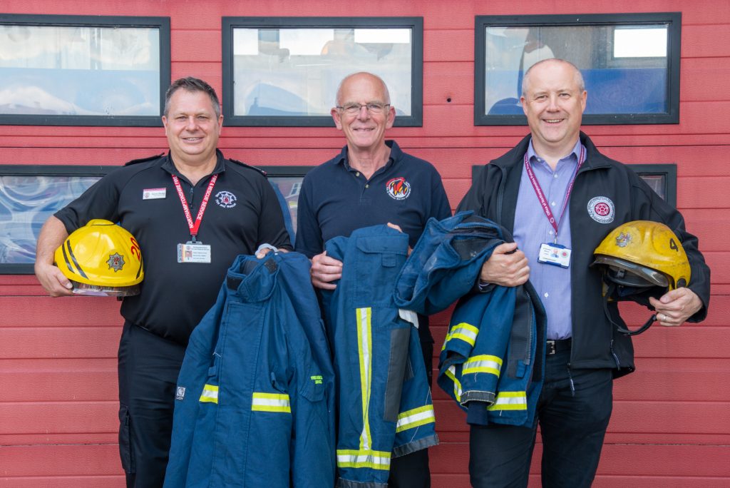 Chief Fire Officer Darren Dovey, Allan Henson from Operation Florian and Police, Fire and Crime Commissioner Stephen Mold