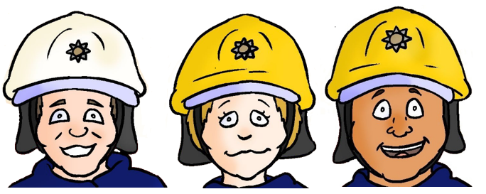Clipart of three firefighters