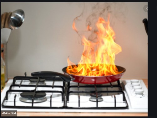 Frying pan on fire