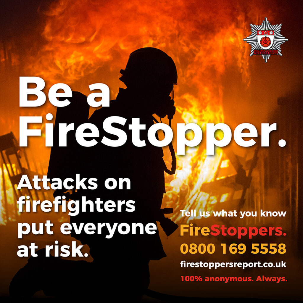 Graphic with FireStoppers telephone number on