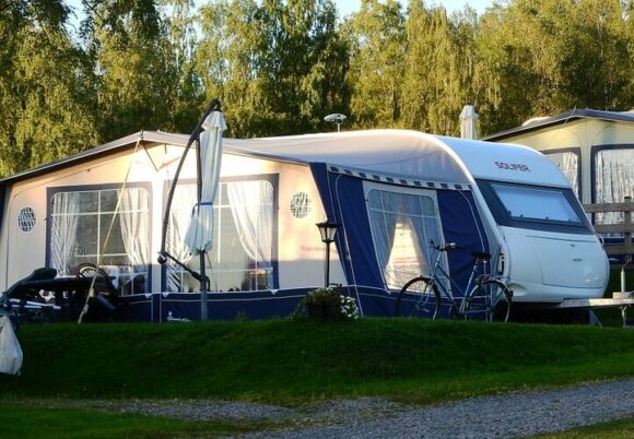 Caravan and awning