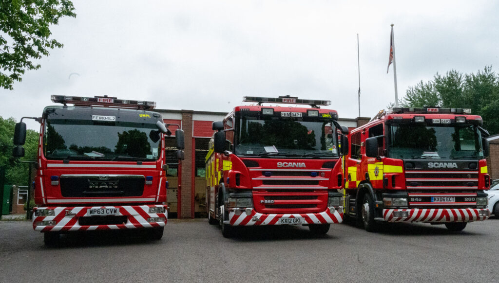 Three fire appliances outside of Daventry Fire Station