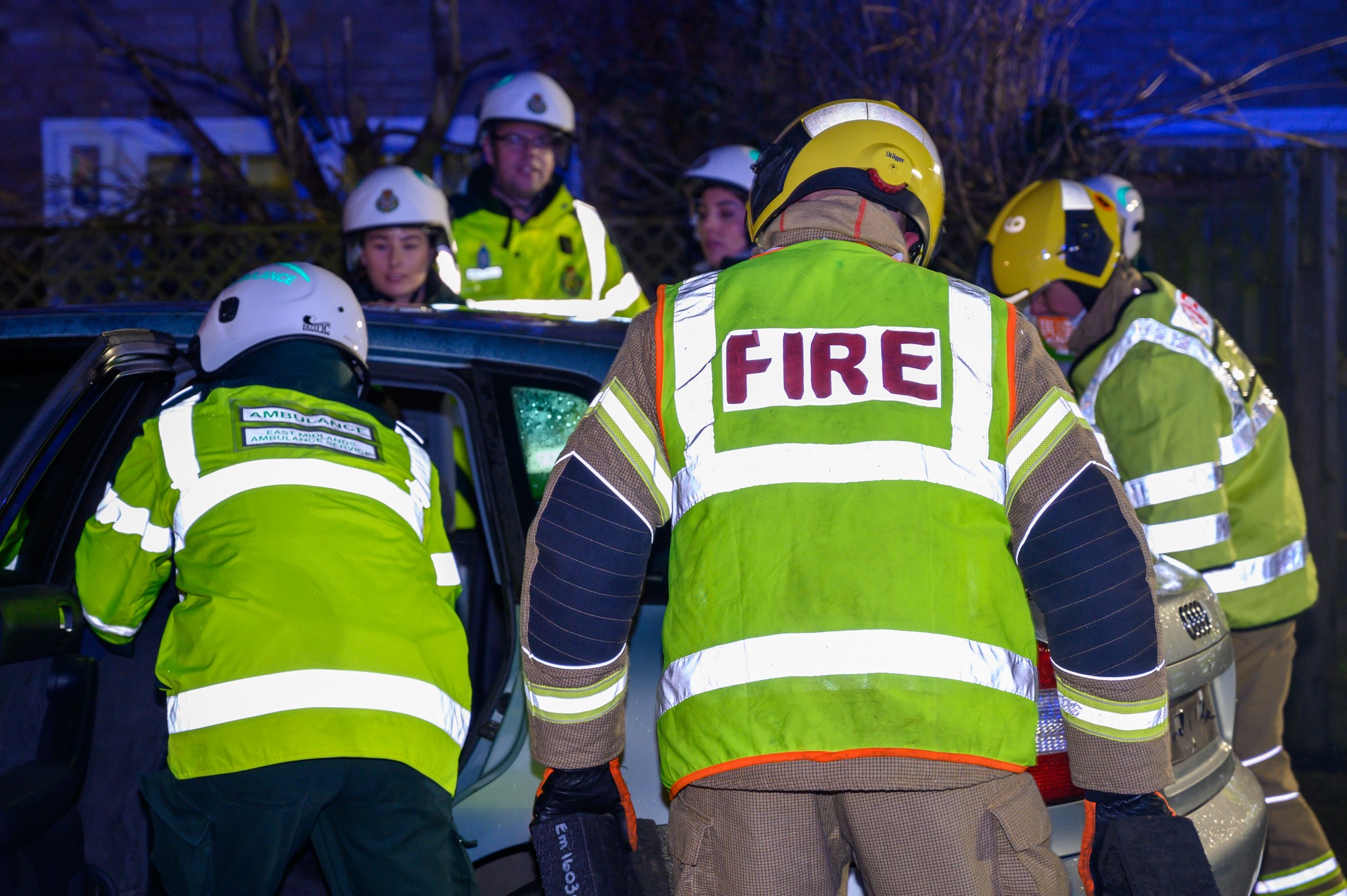 Firefighters attending a Road Traffic Collision