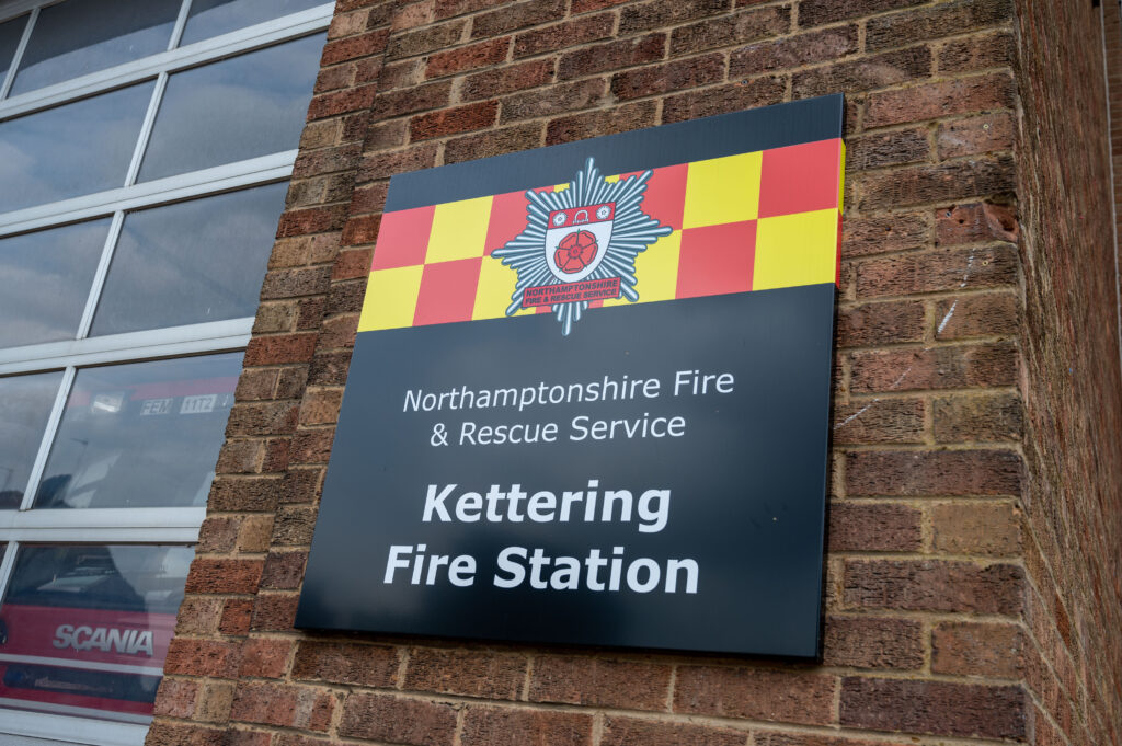Building sign outside Kettering Fire Station