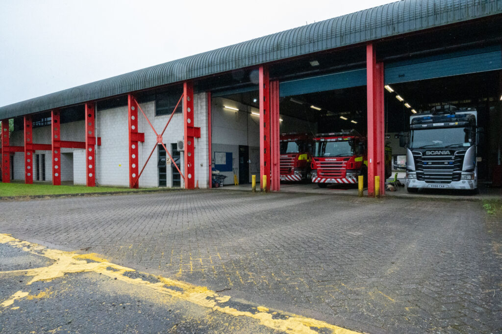 External view of the appliance bay at Mereway Fire Station