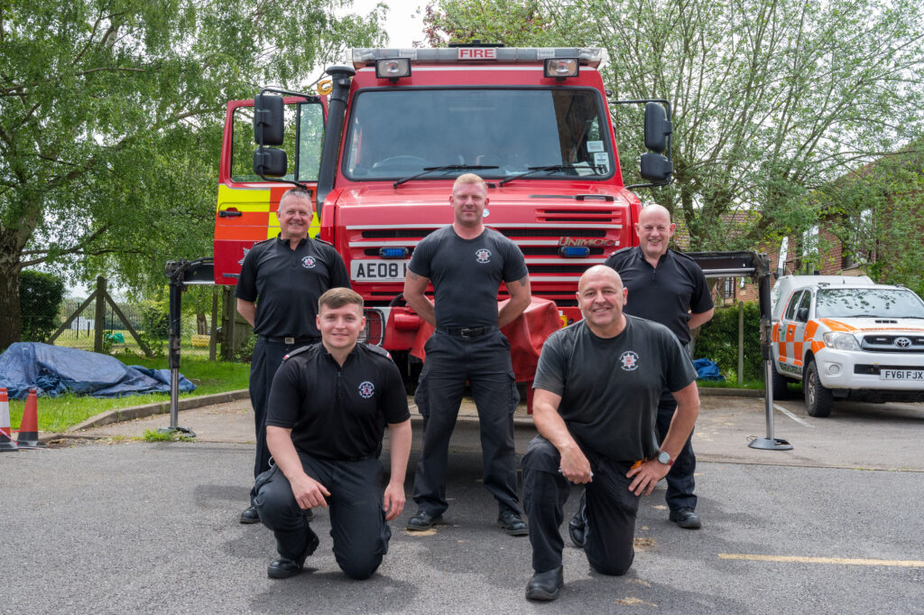 Crew from Wellingborough Fire Station in front of a special appliance