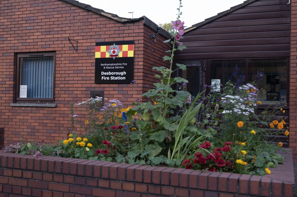 Building sign outside Desborough Fire Station