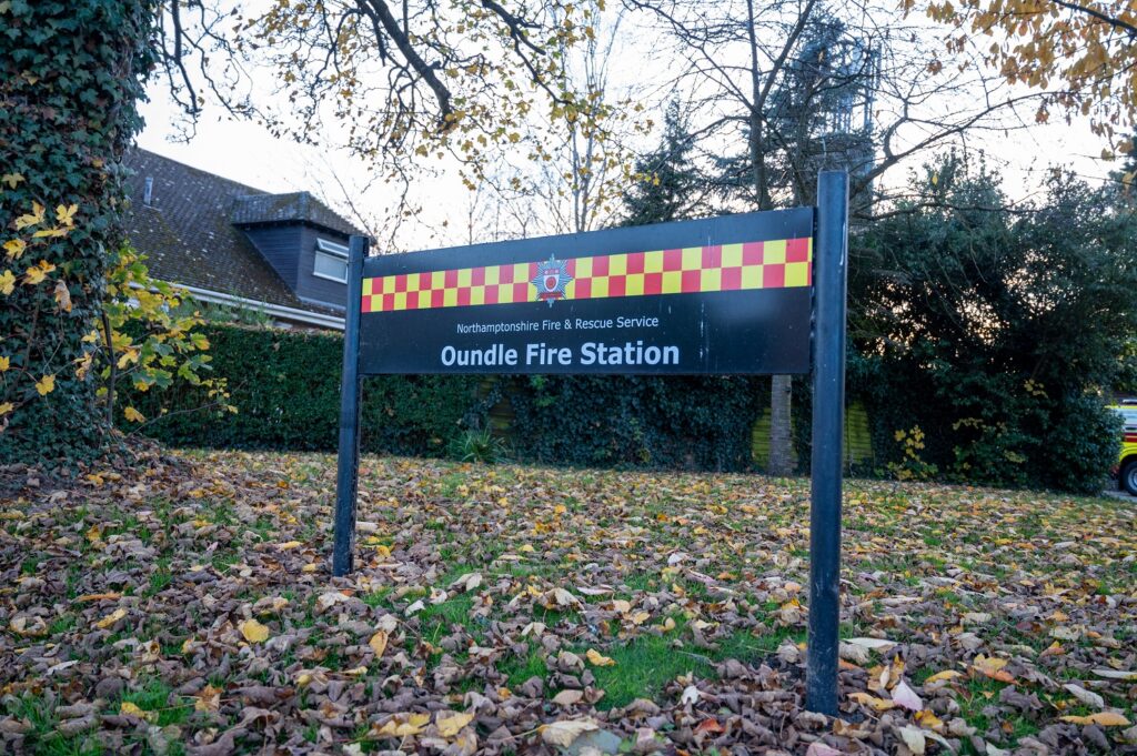 Building sign outside Oundle Fire Station