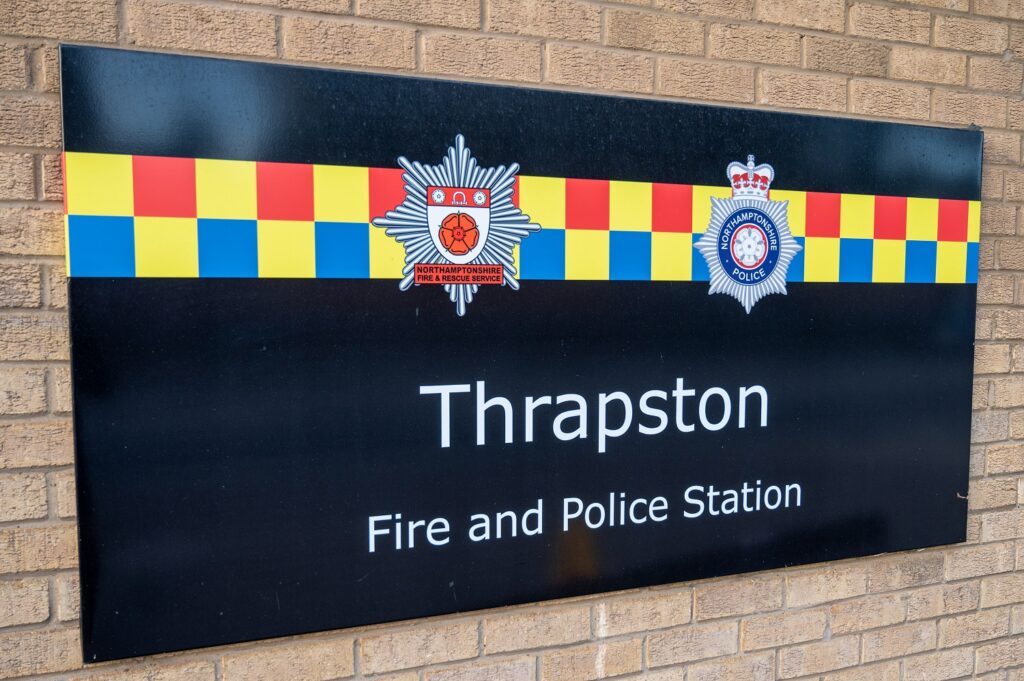 Building sign outside Thrapston joint Fire and Police Station