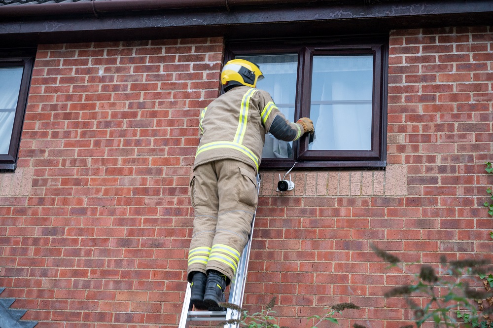 Firefighter on ladder