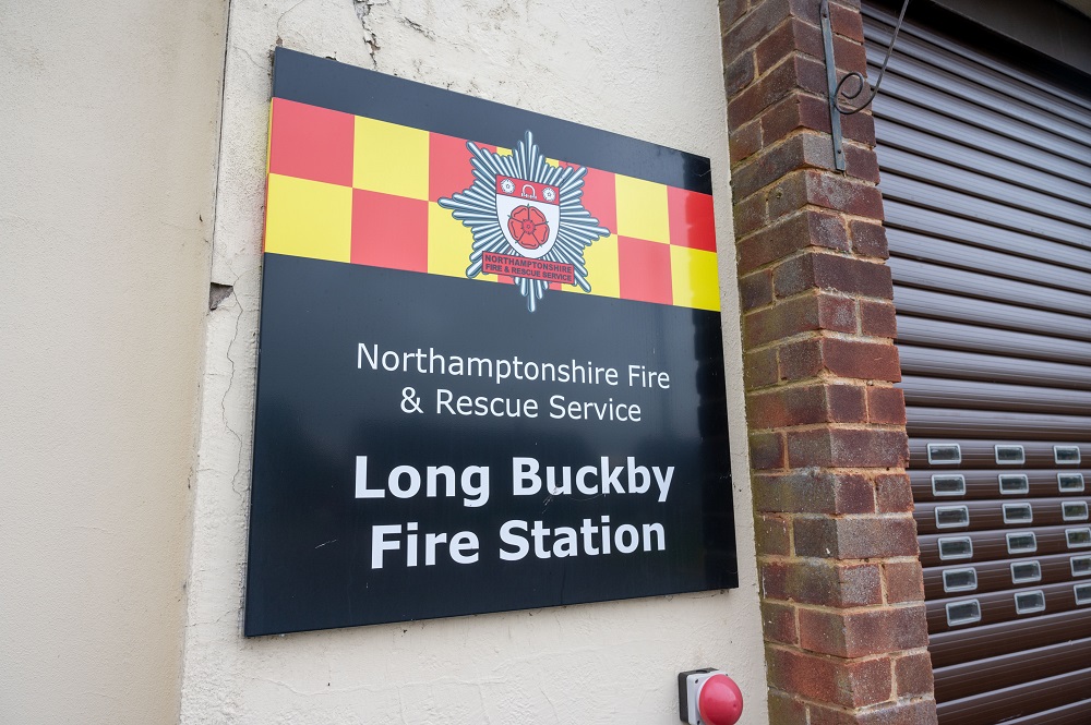 Building sign outside Long Buckby Fire Station