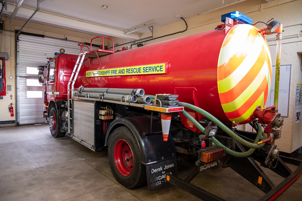 Water bower parked inside Towcester Fire Station