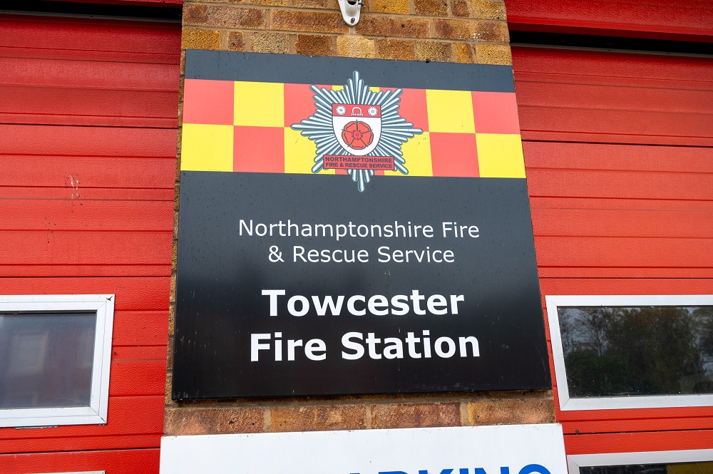Building sign outside Towcester Fire Station