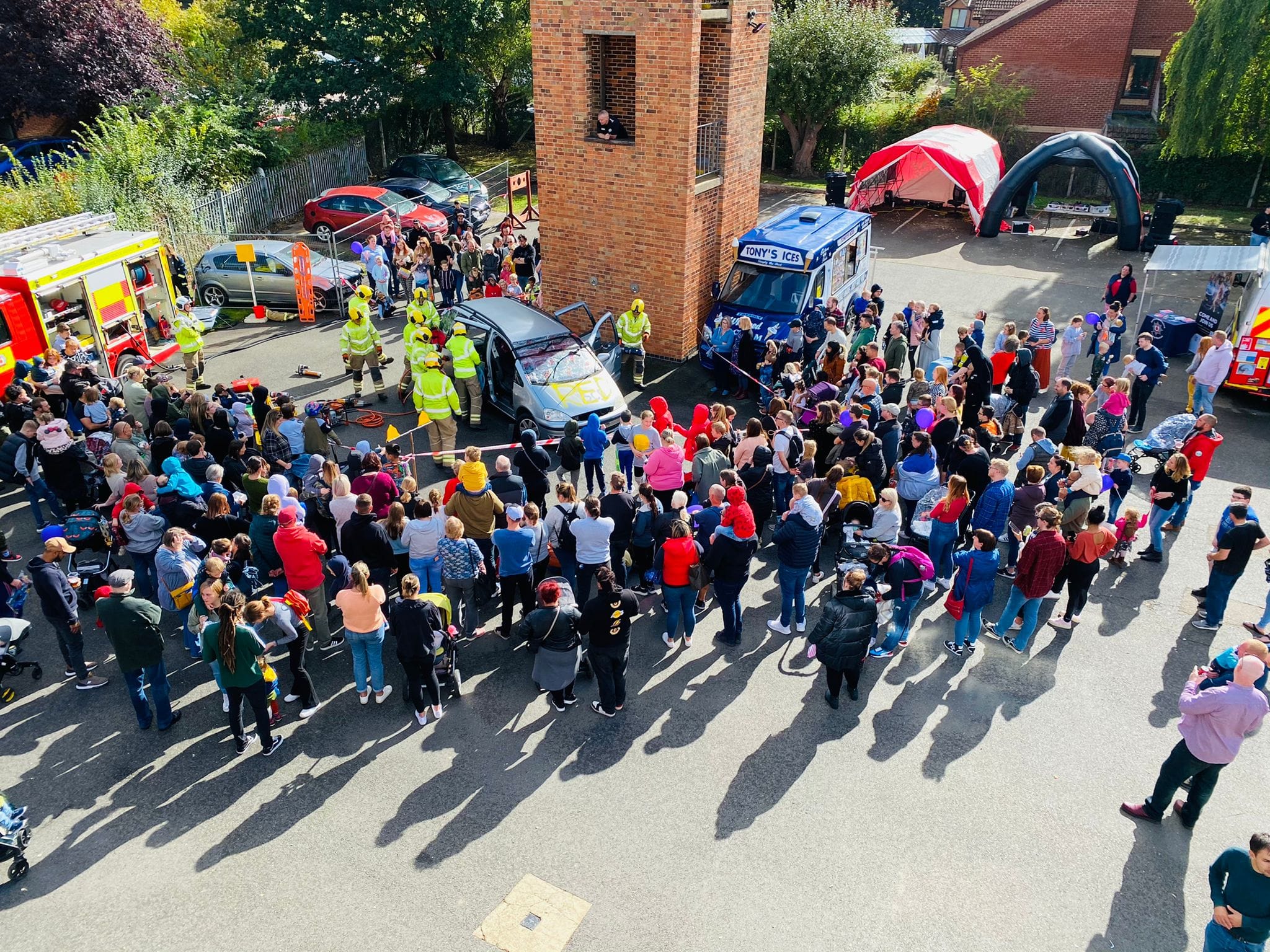 Aerial view of exercise being carried out at Wellingborough open day