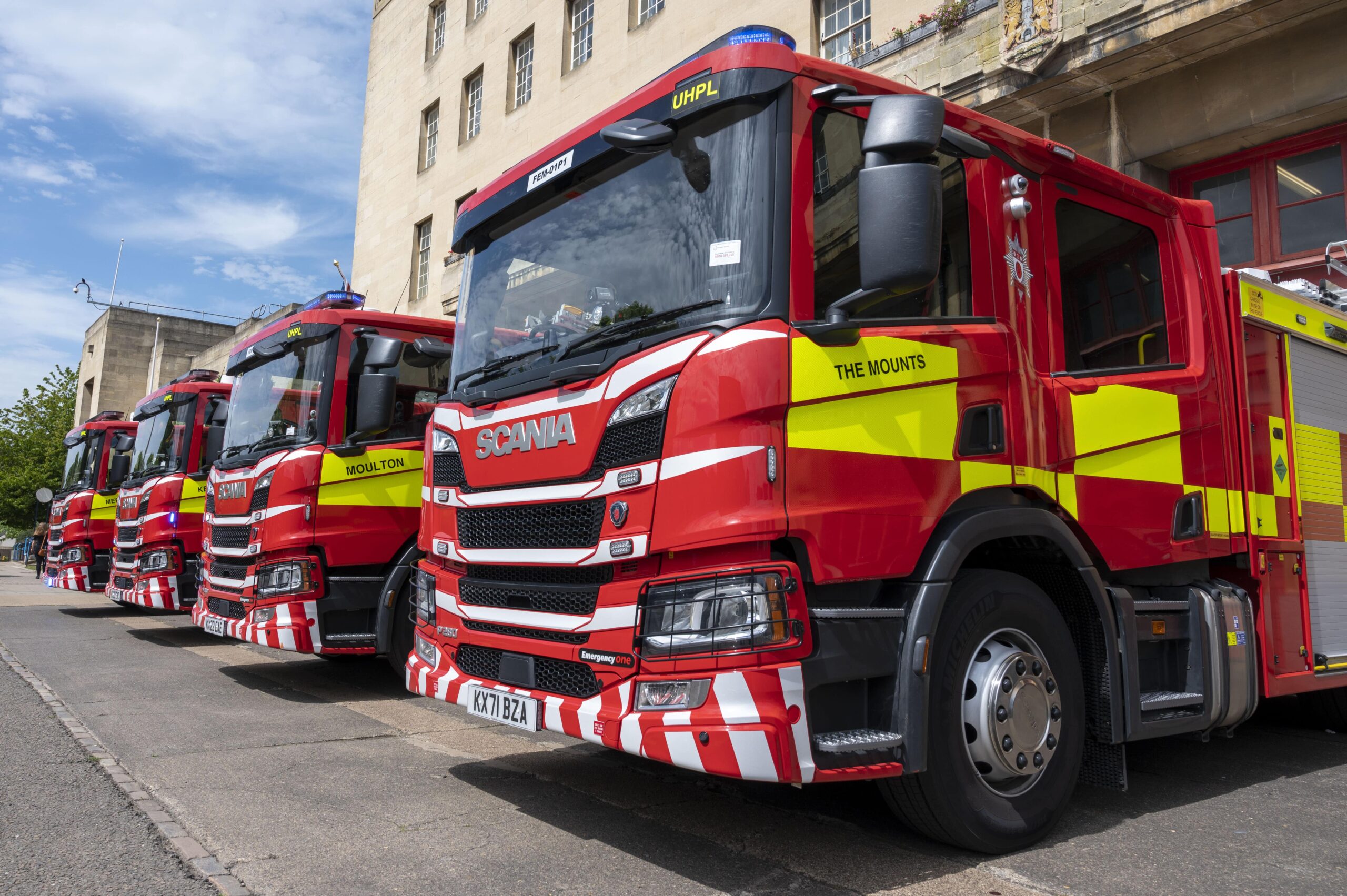 Four fire appliances outside the Mounts Fire Station