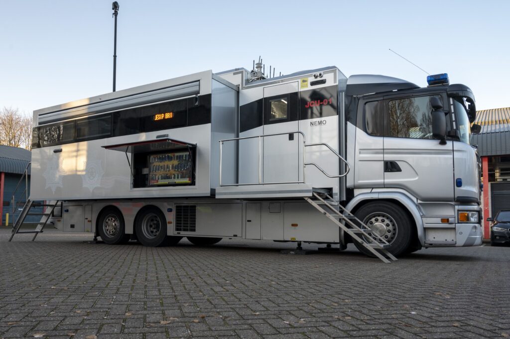 The Joint Command Unit (JCU), pictured here during Operation Puddleduck, is used by both police and fire staff during a multi-agency exercise