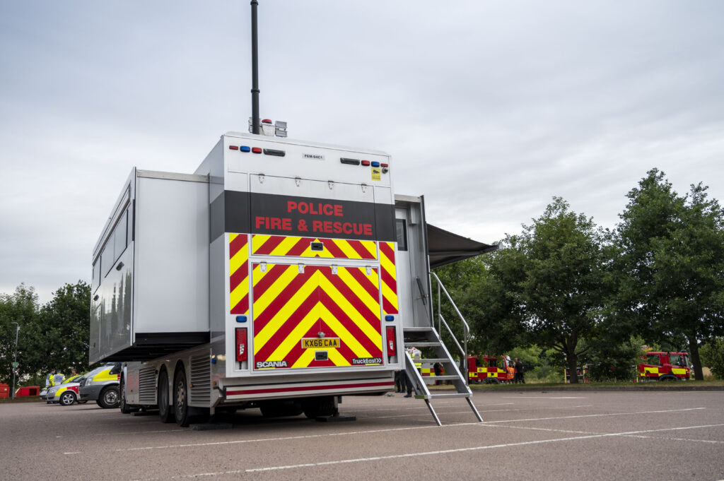 The Joint Command Unit in the car park during an exercise