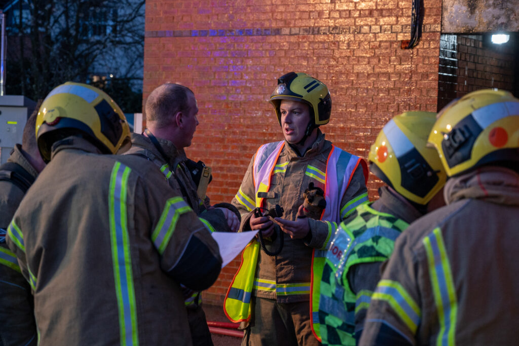 Firefighters during a training drill 