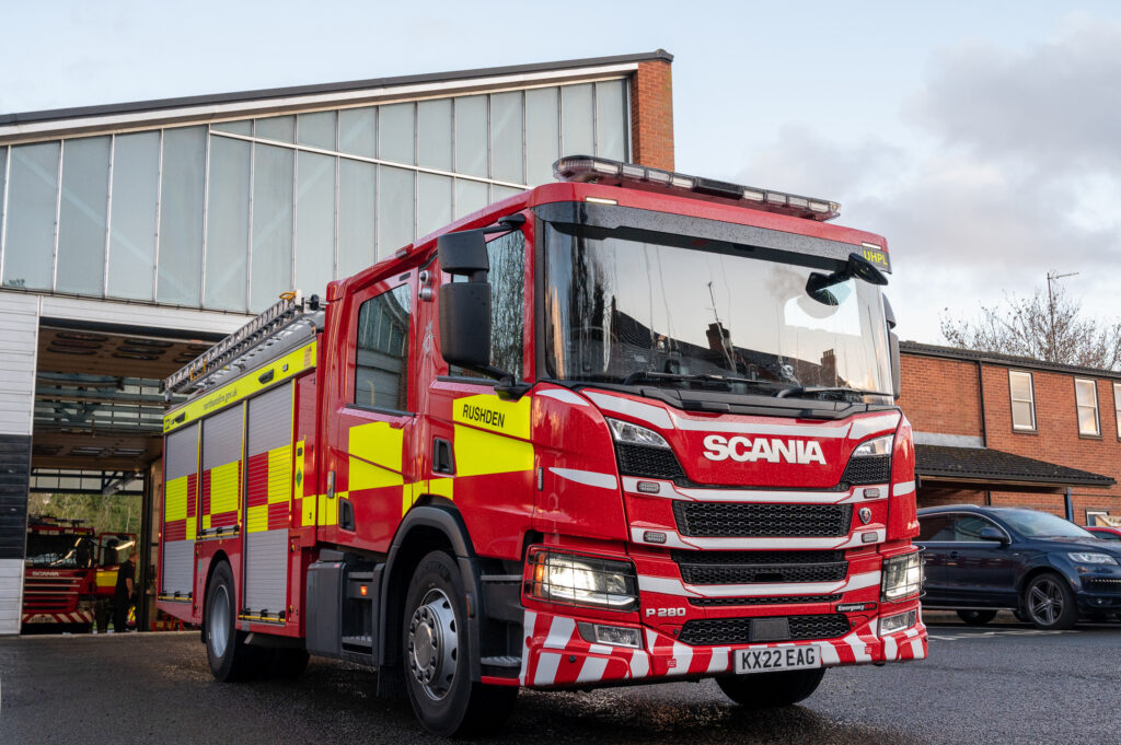 Rushden Fire Appliance outside Rushden Fire Station  