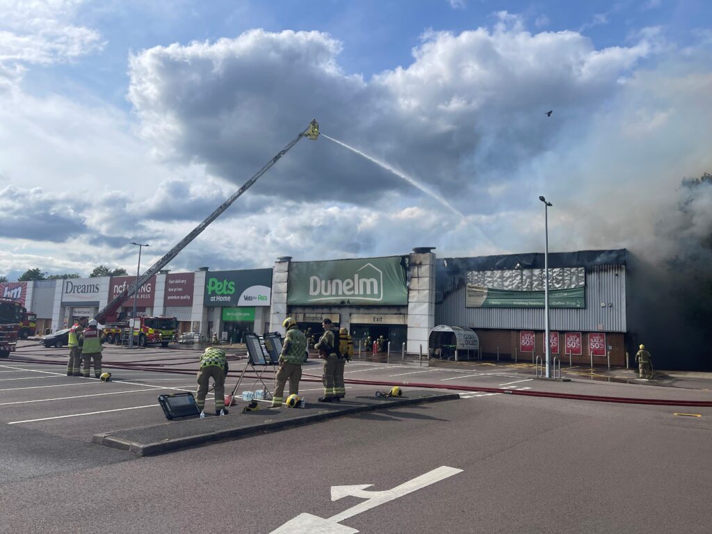 Fire Service remains on scene of fire at retail park in St James, Northampton